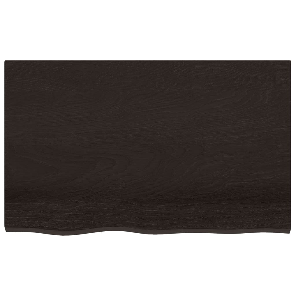 bordplade 80x50x(2-6) cm behandlet massivt egetræ mørkebrun