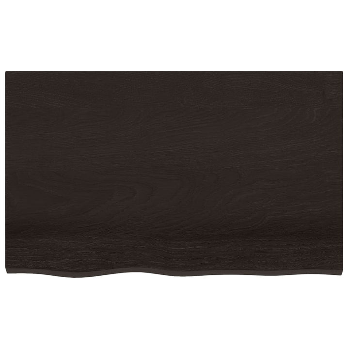 bordplade 80x50x(2-6) cm behandlet massivt egetræ mørkebrun