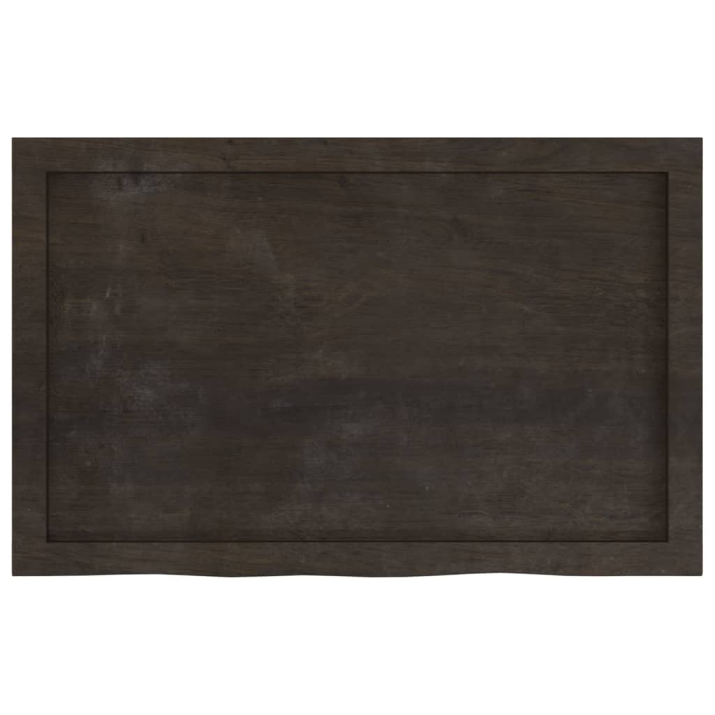 bordplade 80x50x(2-6) cm behandlet massivt egetræ mørkebrun