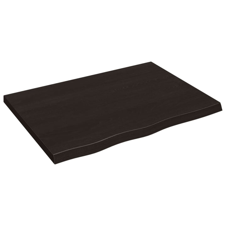 bordplade 80x60x(2-4) cm behandlet massivt egetræ mørkebrun
