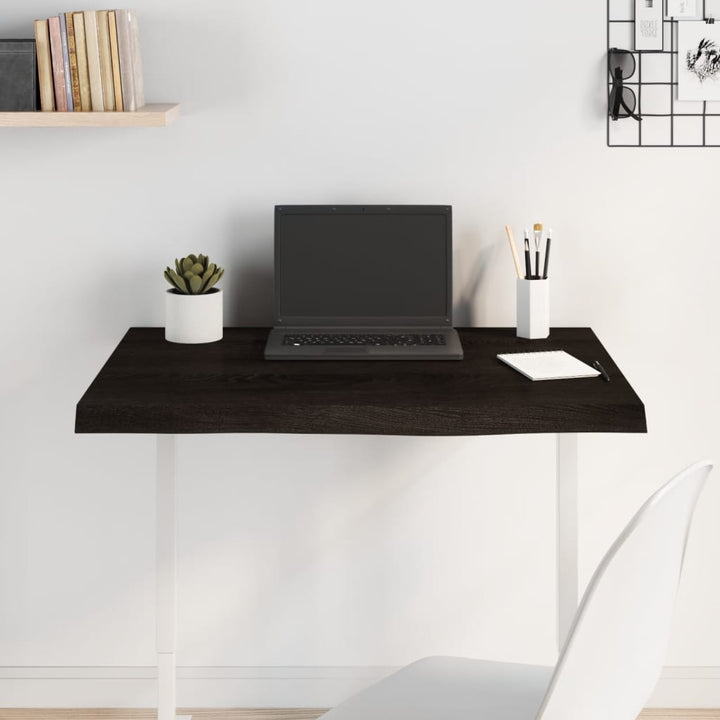 bordplade 80x60x(2-4) cm behandlet massivt egetræ mørkebrun