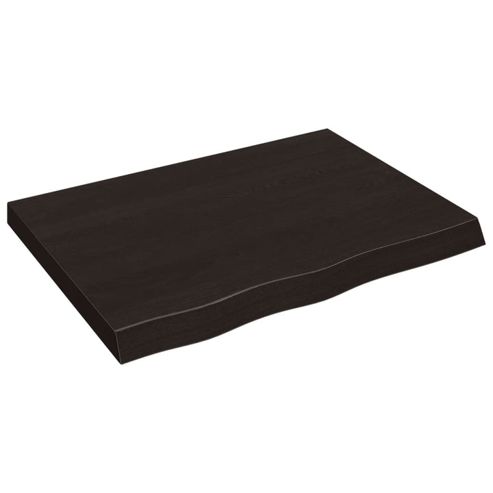 bordplade 80x60x(2-6) cm behandlet massivt egetræ mørkebrun