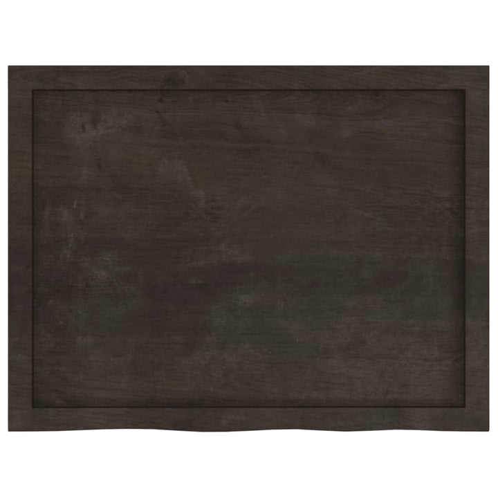 bordplade 80x60x(2-6) cm behandlet massivt egetræ mørkebrun