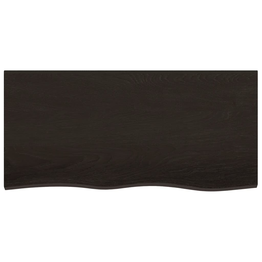 bordplade 100x50x(2-4) cm behandlet massivt egetræ mørkebrun