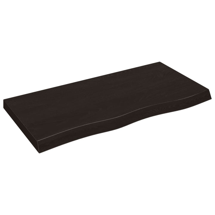 bordplade 100x50x(2-6) cm behandlet massivt egetræ mørkebrun