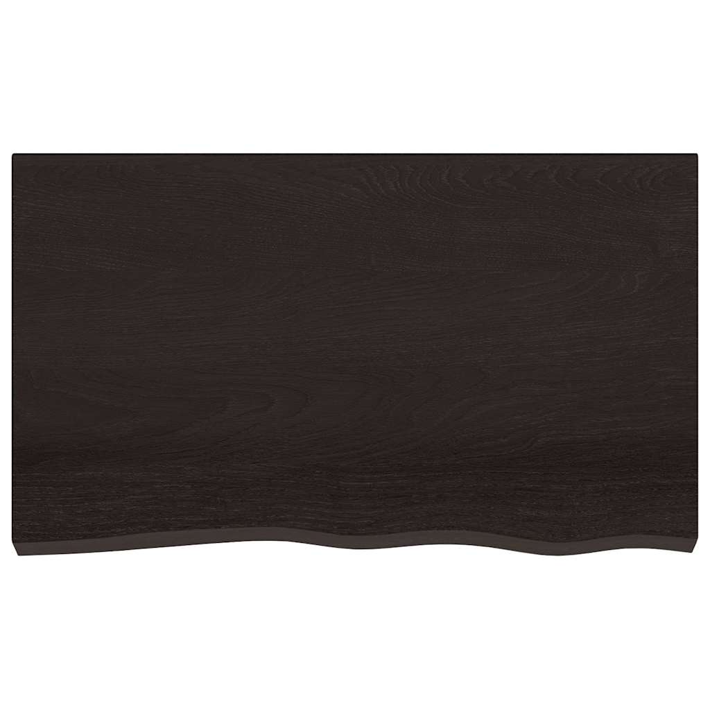 bordplade 100x60x2 cm behandlet massivt egetræ mørkebrun