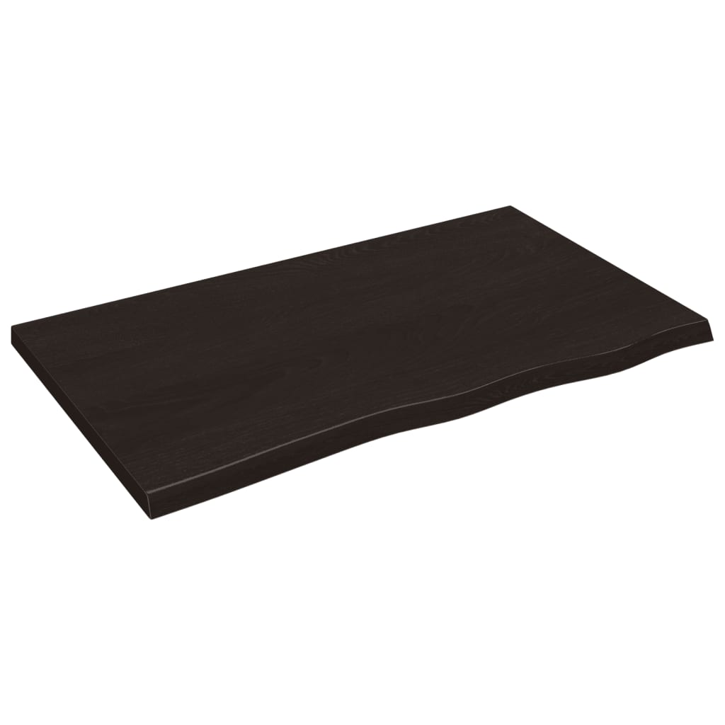 bordplade 100x60x(2-4) cm behandlet massivt egetræ mørkebrun