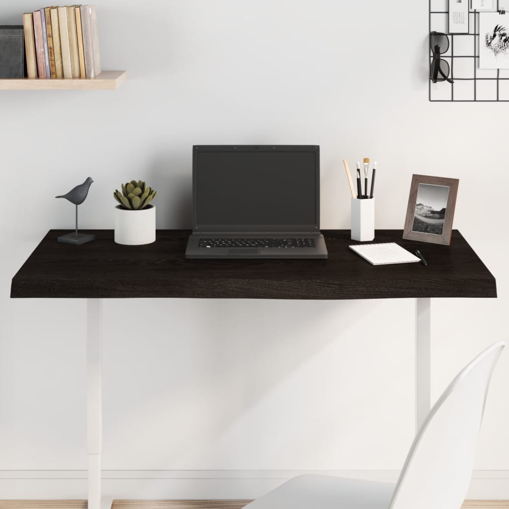 bordplade 100x60x(2-4) cm behandlet massivt egetræ mørkebrun