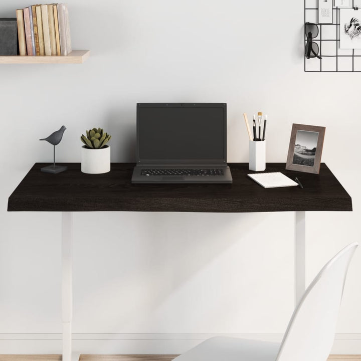 bordplade 100x60x(2-4) cm behandlet massivt egetræ mørkebrun