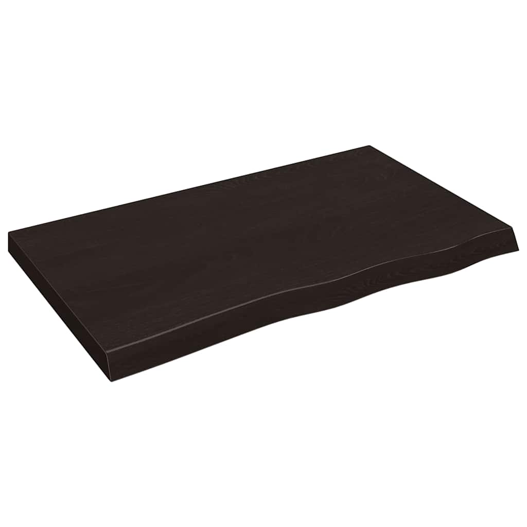 bordplade 100x60x(2-6) cm behandlet massivt egetræ mørkebrun