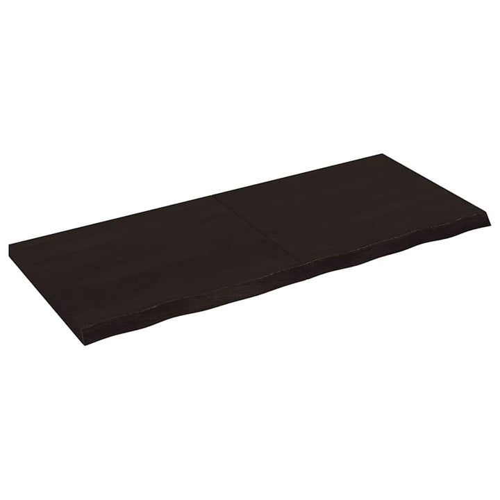 bordplade 120x50x(2-4) cm behandlet massivt egetræ mørkebrun