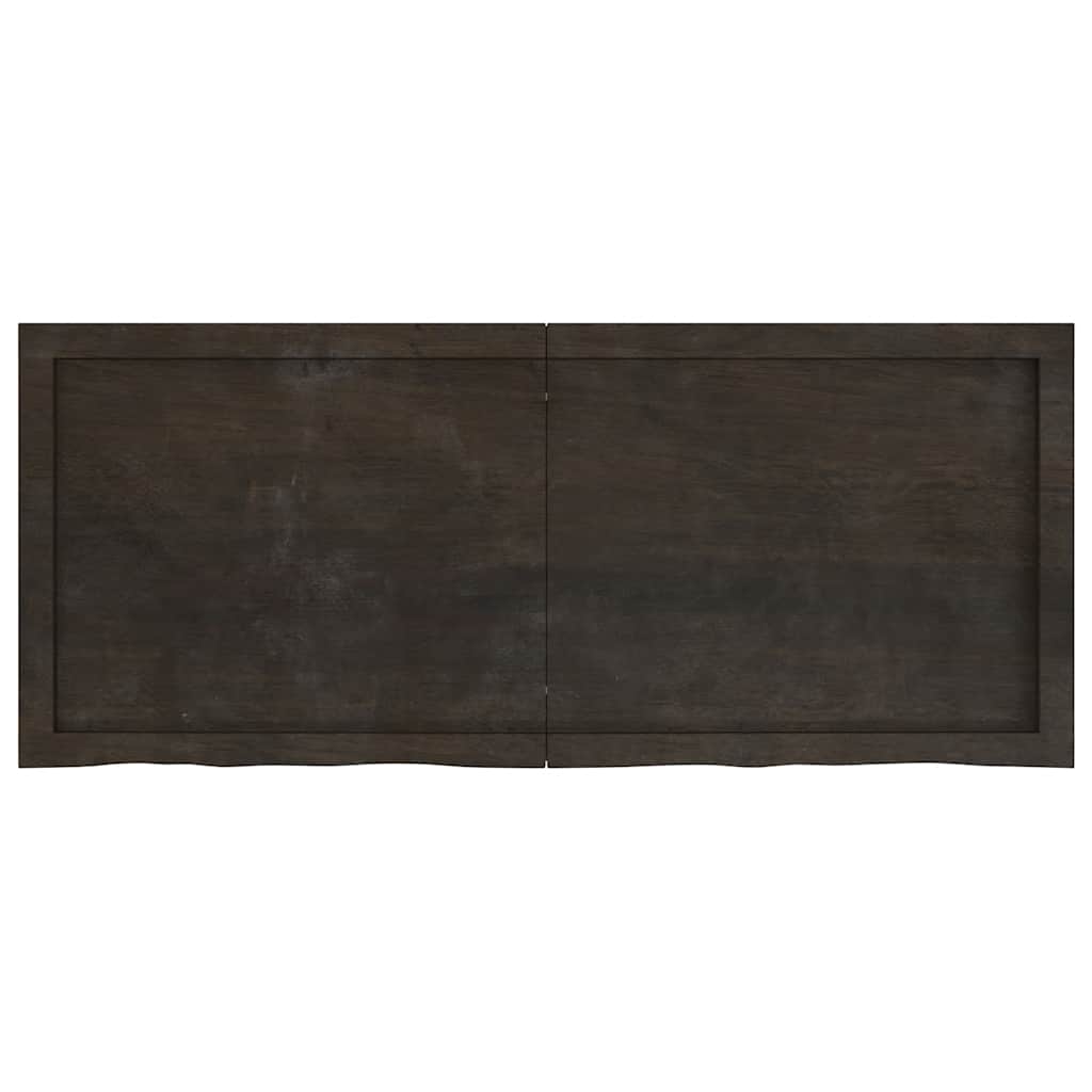 bordplade 120x50x(2-4) cm behandlet massivt egetræ mørkebrun