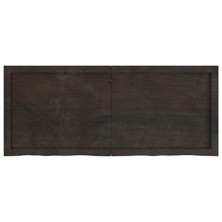 bordplade 120x50x(2-4) cm behandlet massivt egetræ mørkebrun
