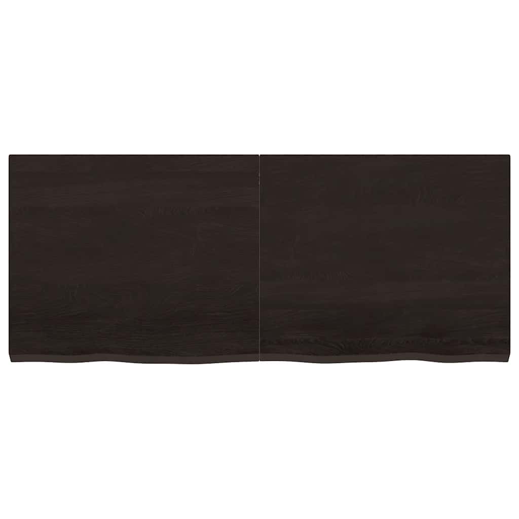 bordplade 120x50x(2-4) cm behandlet massivt egetræ mørkebrun
