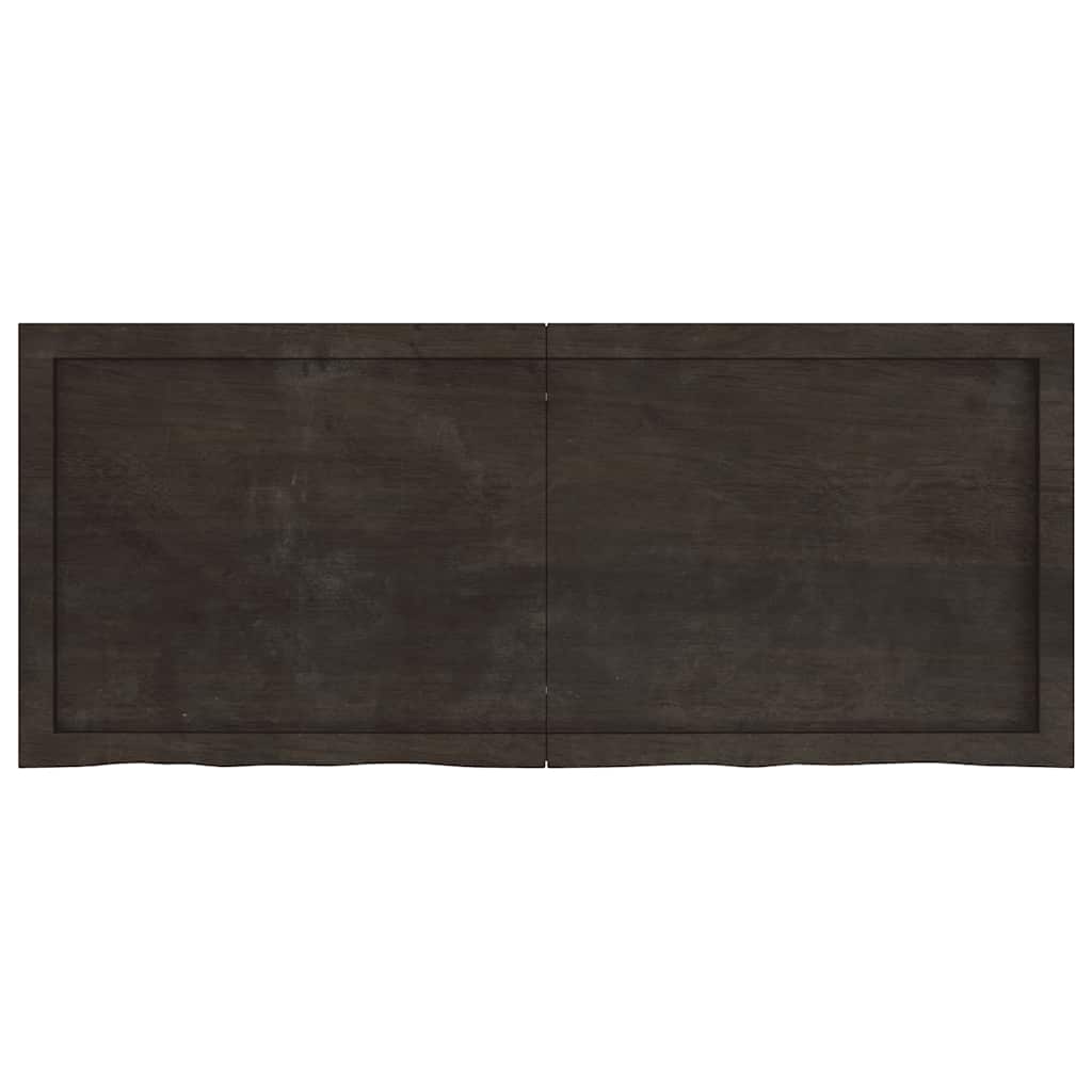 bordplade 120x50x(2-6) cm behandlet massivt egetræ mørkebrun