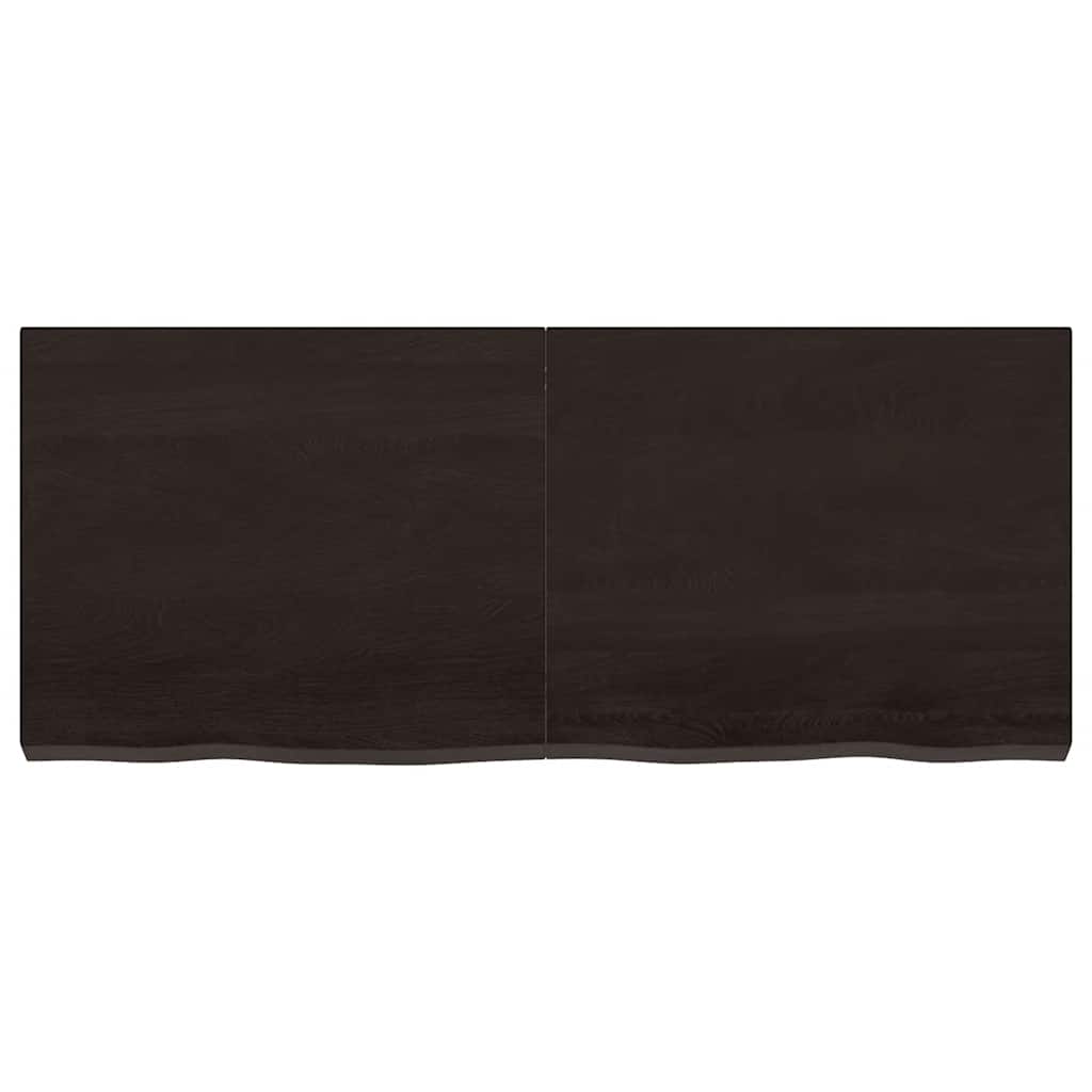bordplade 120x50x(2-6) cm behandlet massivt egetræ mørkebrun