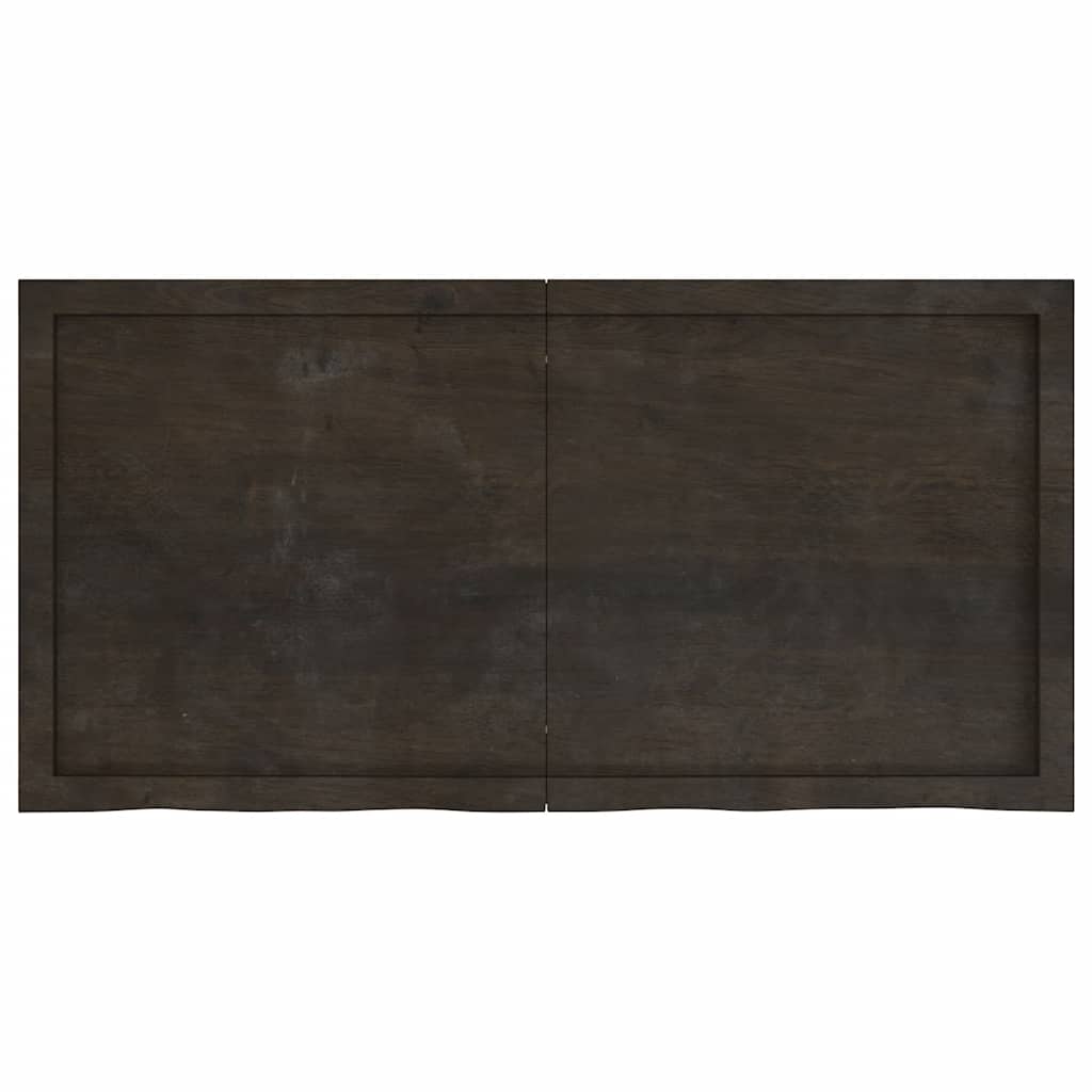 bordplade 120x60x(2-4) cm behandlet massivt egetræ mørkebrun