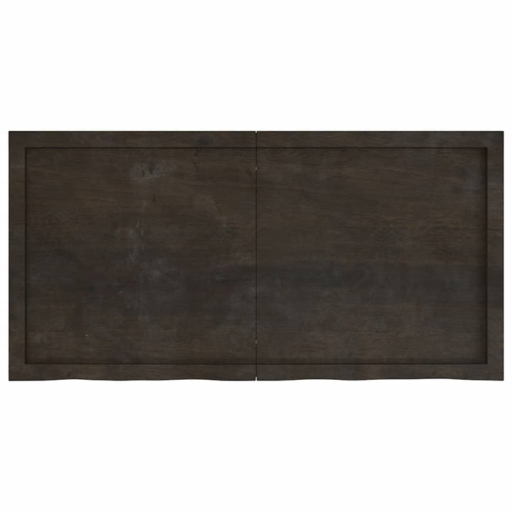 bordplade 120x60x(2-4) cm behandlet massivt egetræ mørkebrun