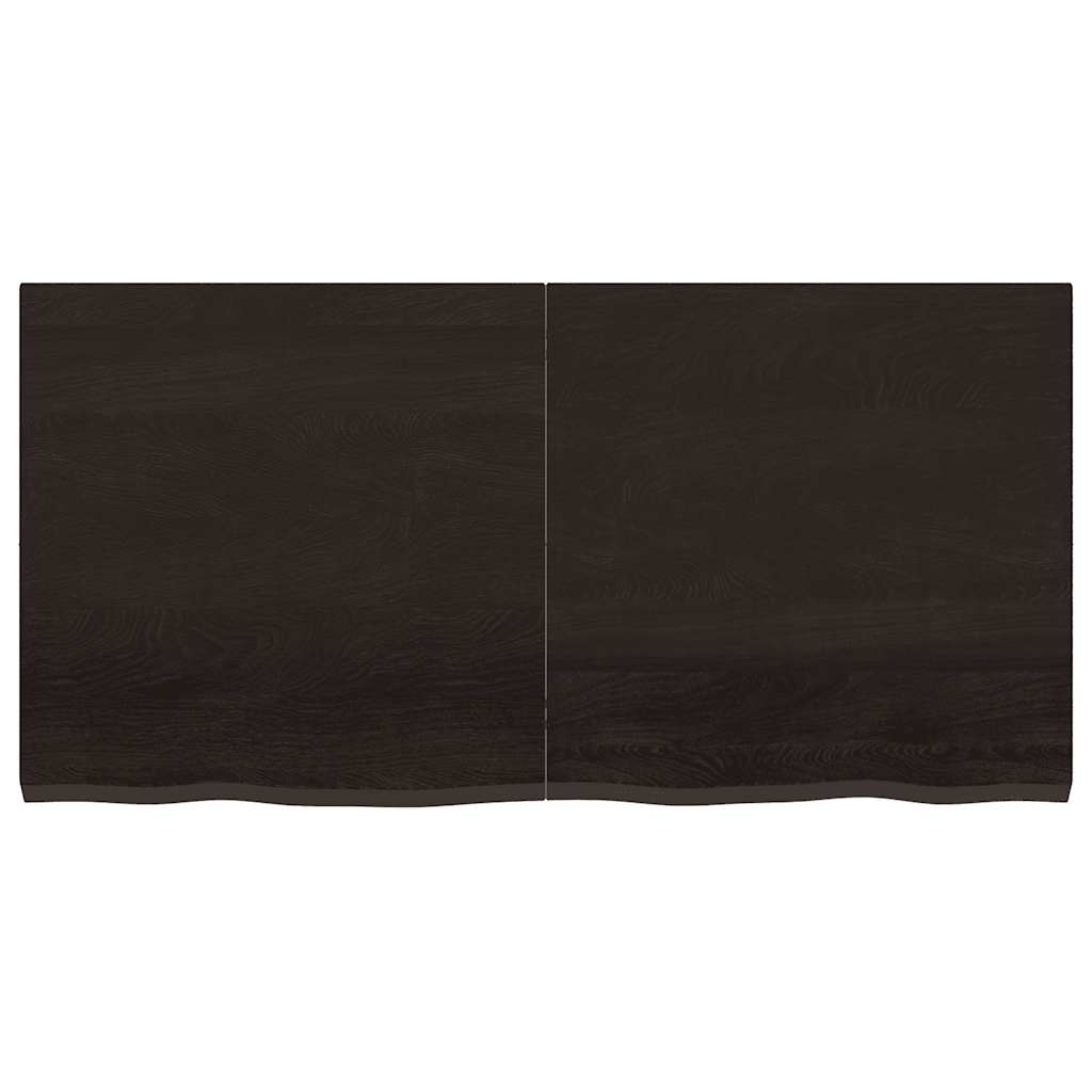 bordplade 120x60x(2-4) cm behandlet massivt egetræ mørkebrun