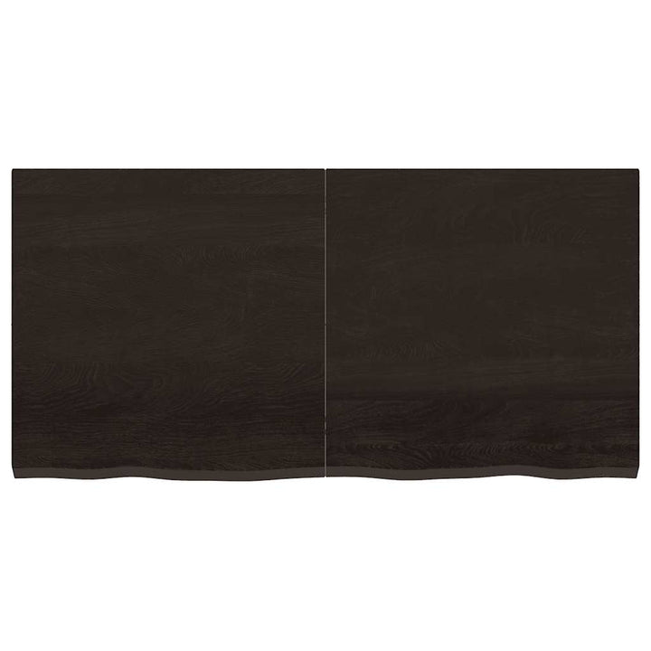 bordplade 120x60x(2-4) cm behandlet massivt egetræ mørkebrun