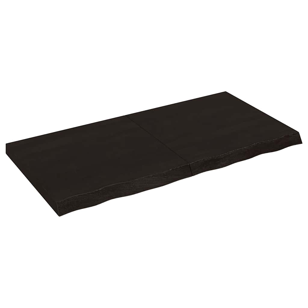 bordplade 120x60x(2-6) cm behandlet massivt egetræ mørkebrun
