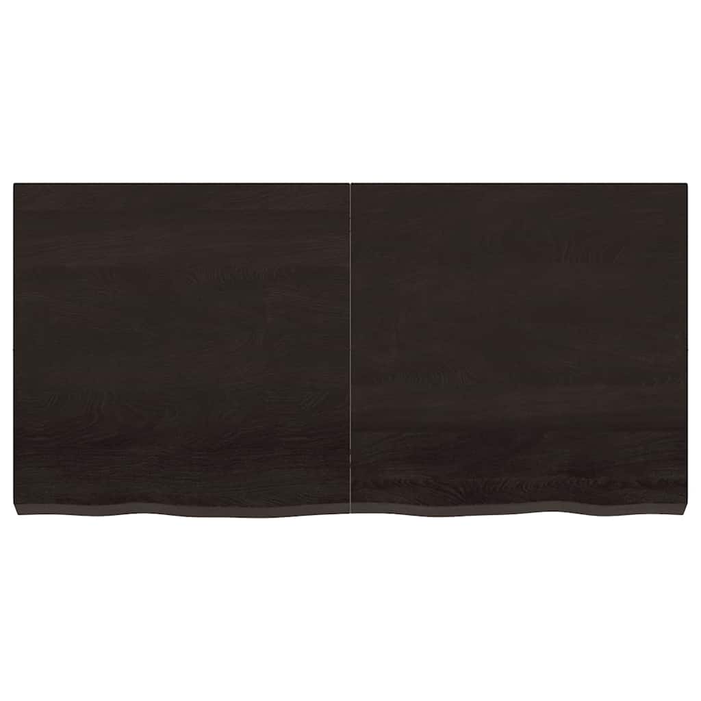 bordplade 120x60x(2-6) cm behandlet massivt egetræ mørkebrun