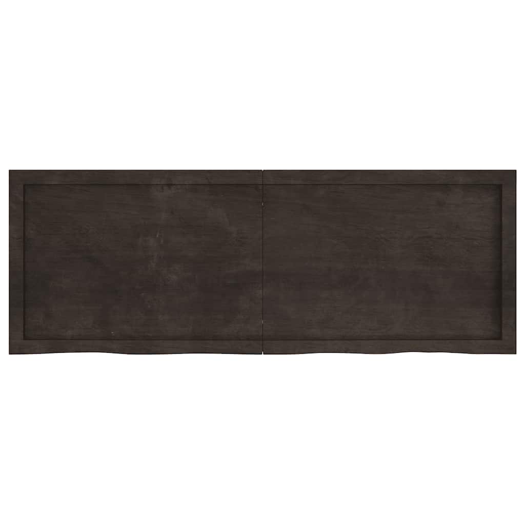 bordplade 140x50x(2-4) cm behandlet massivt egetræ mørkebrun