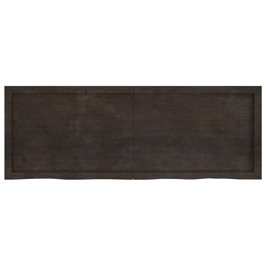 bordplade 140x50x(2-6) cm behandlet massivt egetræ mørkebrun