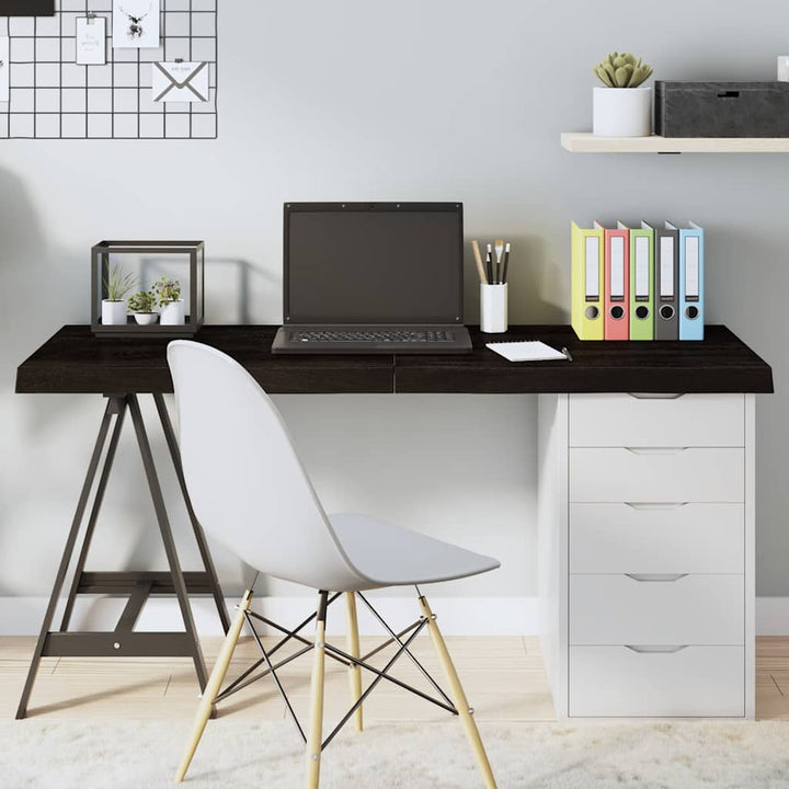 bordplade 140x50x(2-6) cm behandlet massivt egetræ mørkebrun