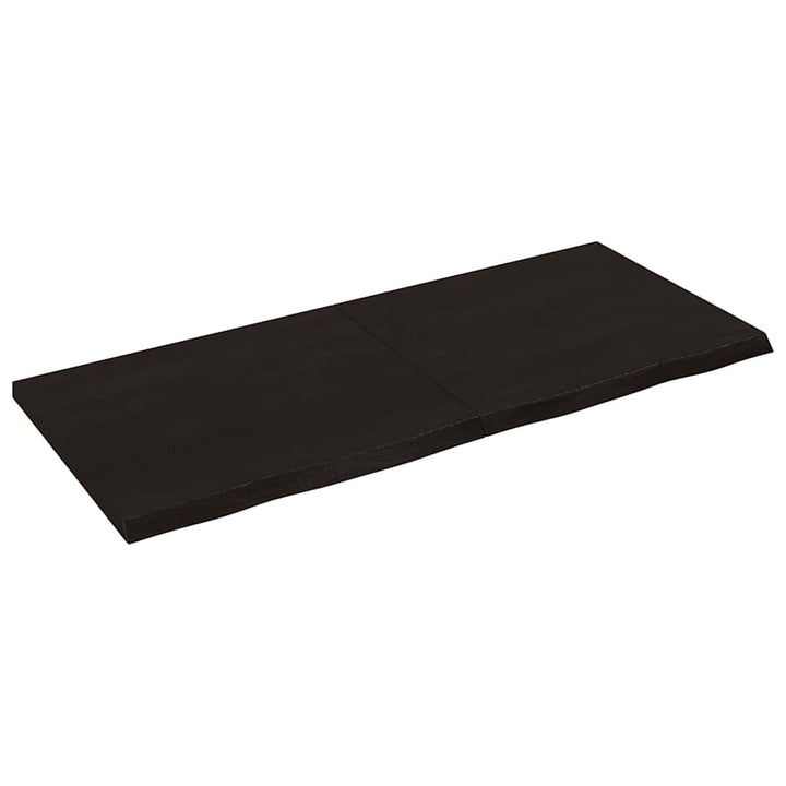 bordplade 140x60x(2-4) cm behandlet massivt egetræ mørkebrun