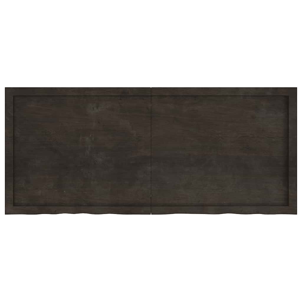 bordplade 140x60x(2-4) cm behandlet massivt egetræ mørkebrun