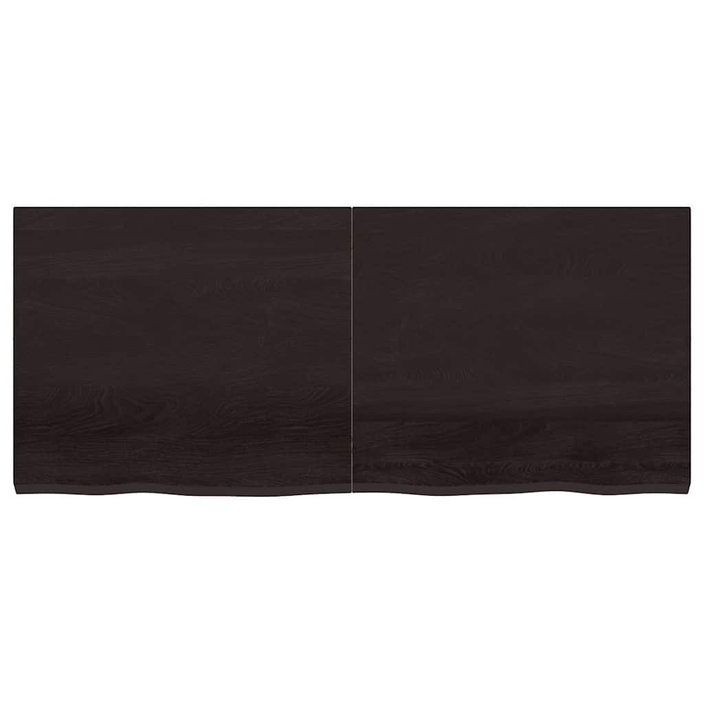 bordplade 140x60x(2-4) cm behandlet massivt egetræ mørkebrun