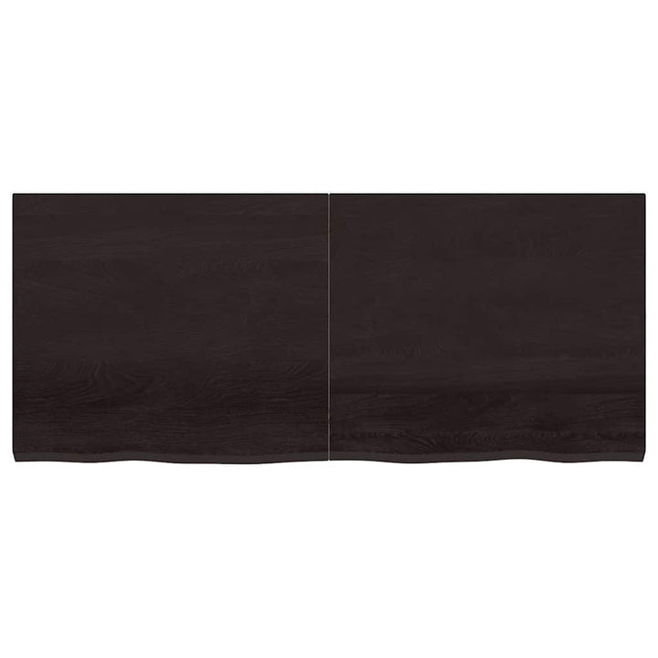 bordplade 140x60x(2-4) cm behandlet massivt egetræ mørkebrun