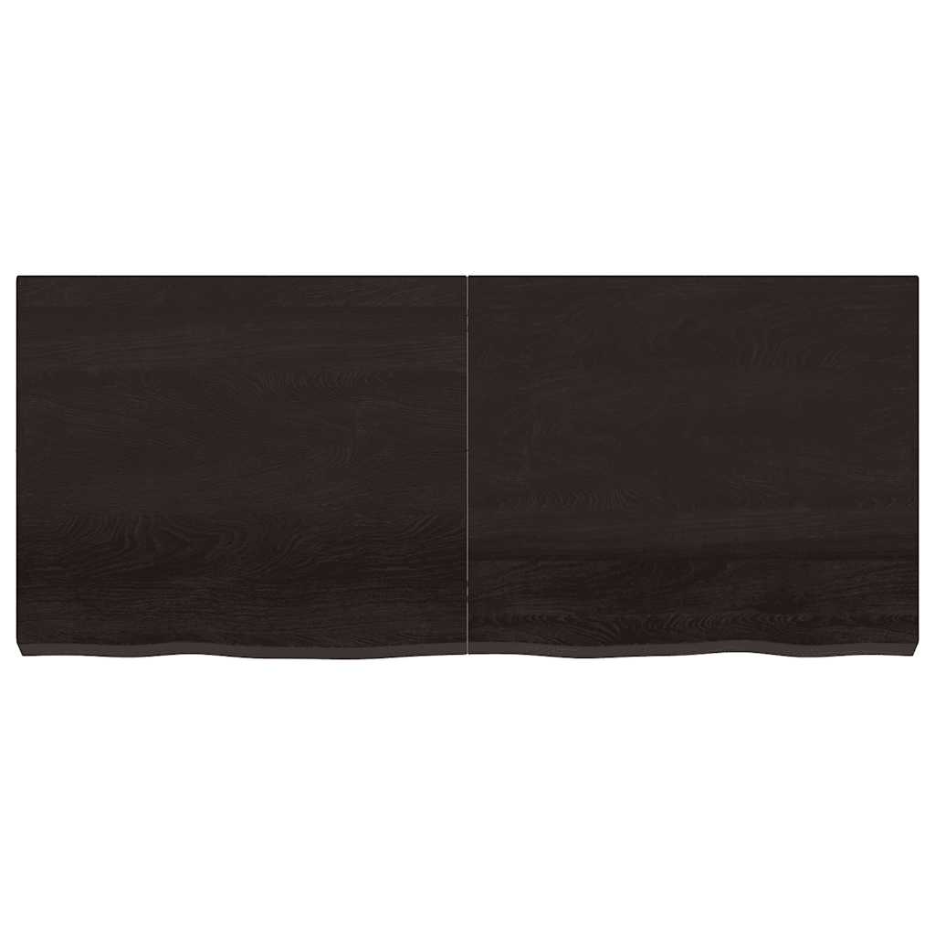 bordplade 140x60x(2-6) cm behandlet massivt egetræ mørkebrun
