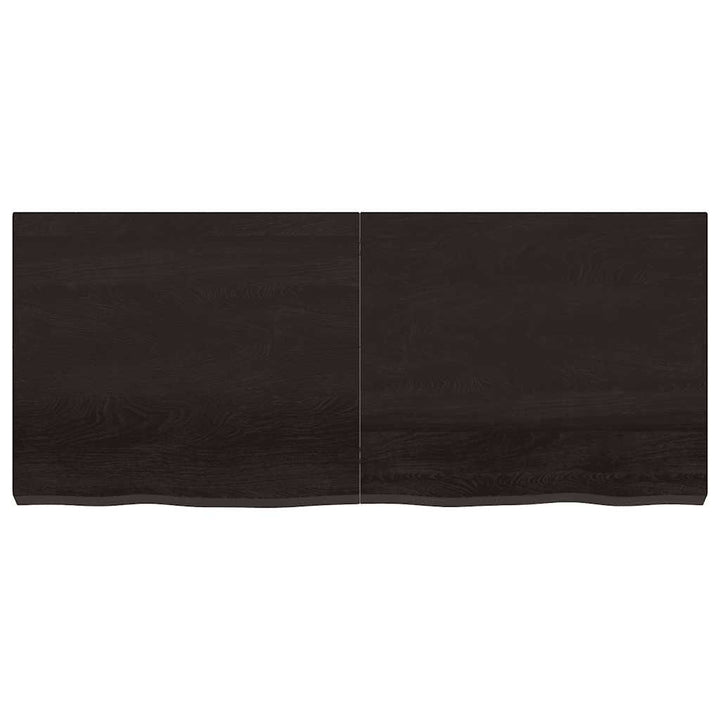 bordplade 140x60x(2-6) cm behandlet massivt egetræ mørkebrun
