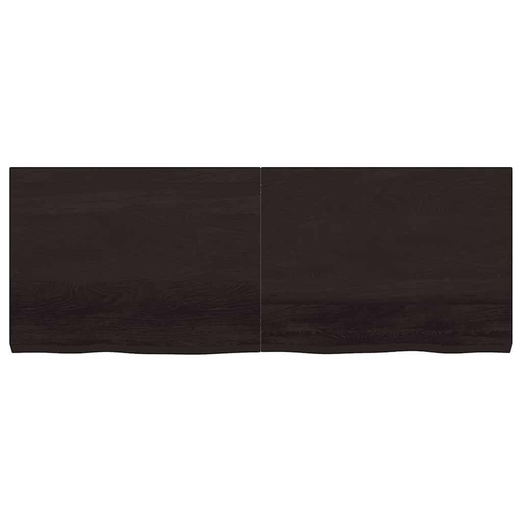 bordplade 160x60x(2-6) cm behandlet massivt egetræ mørkebrun
