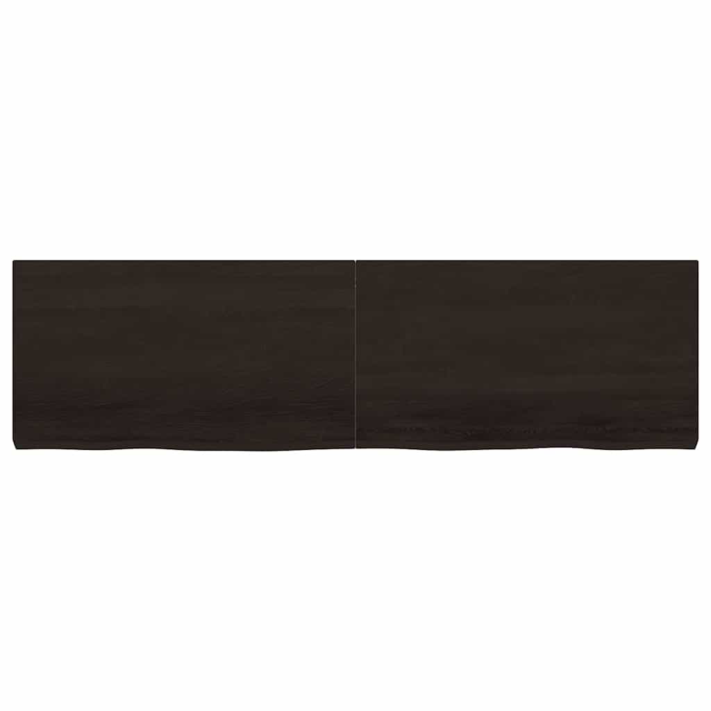 bordplade 180x50x(2-6) cm behandlet massivt egetræ mørkebrun