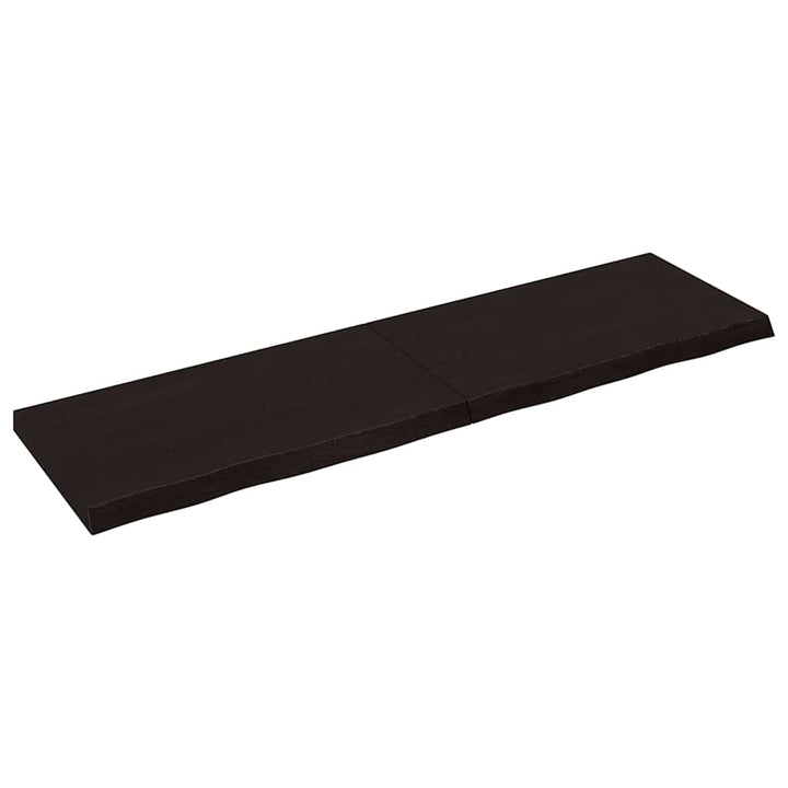bordplade 180x50x(2-6) cm behandlet massivt egetræ mørkebrun