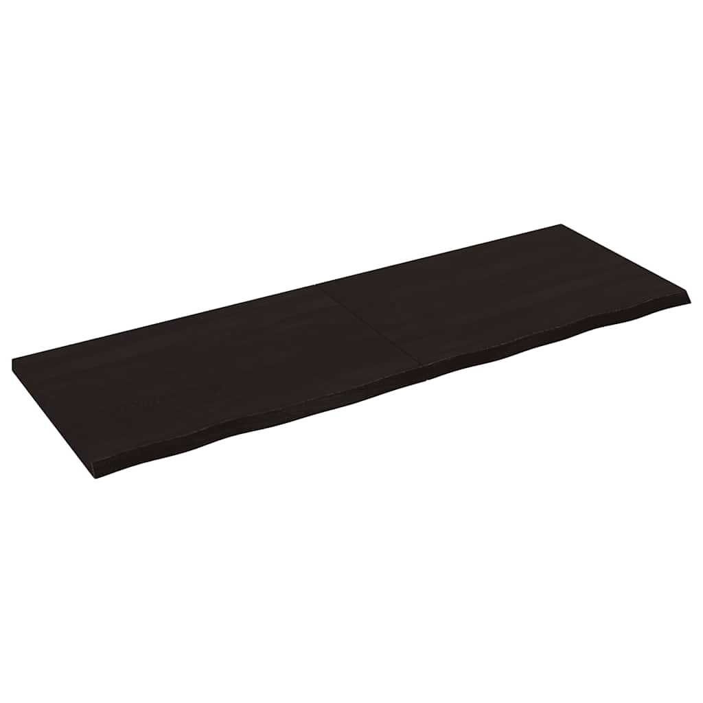 bordplade 180x60x(2-4) cm behandlet massivt egetræ mørkebrun