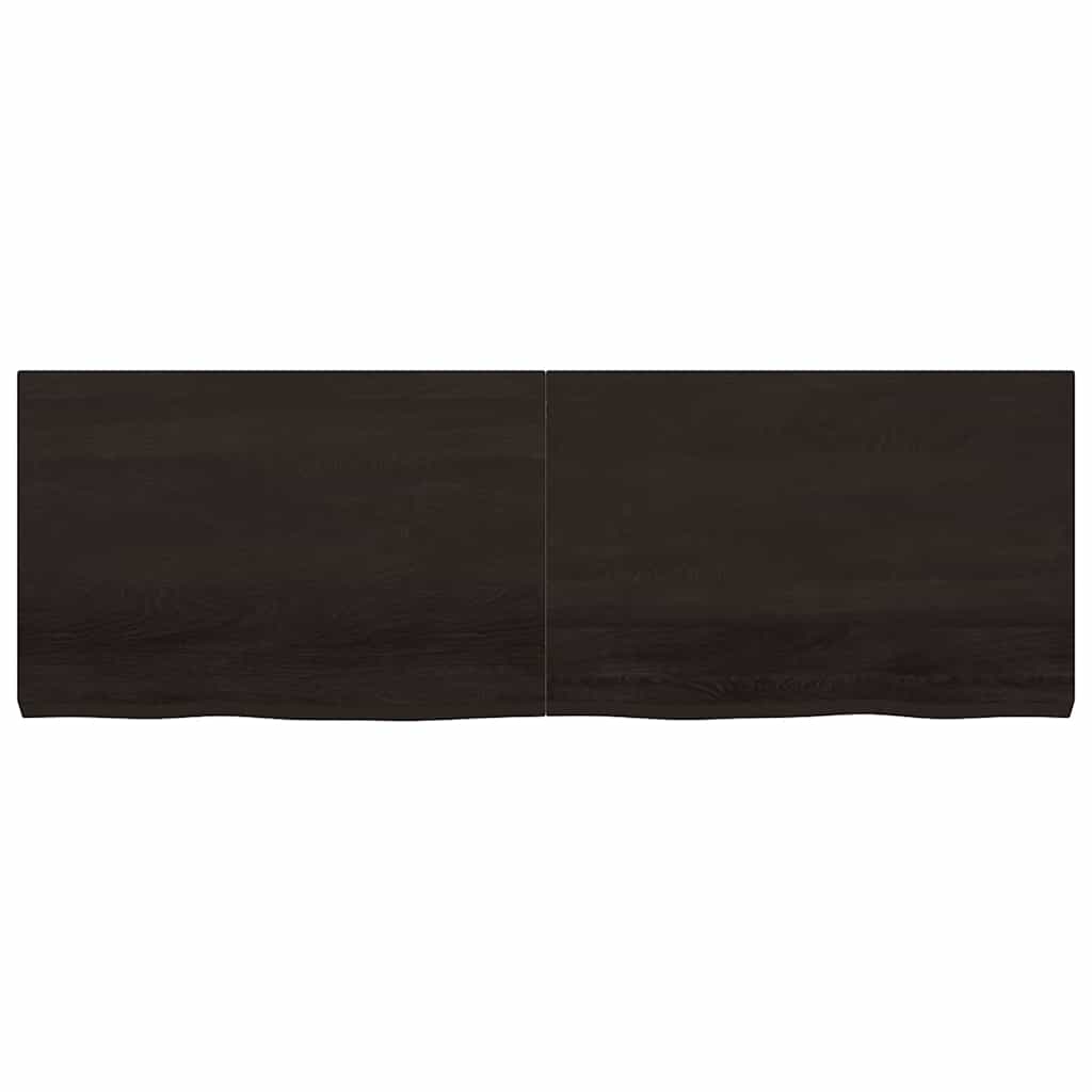 bordplade 180x60x(2-6) cm behandlet massivt egetræ mørkebrun