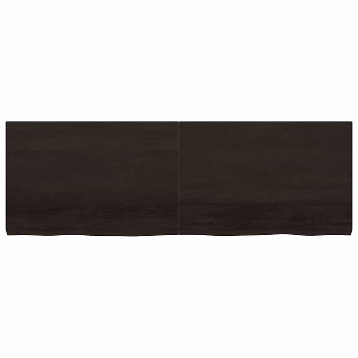 bordplade 180x60x(2-6) cm behandlet massivt egetræ mørkebrun