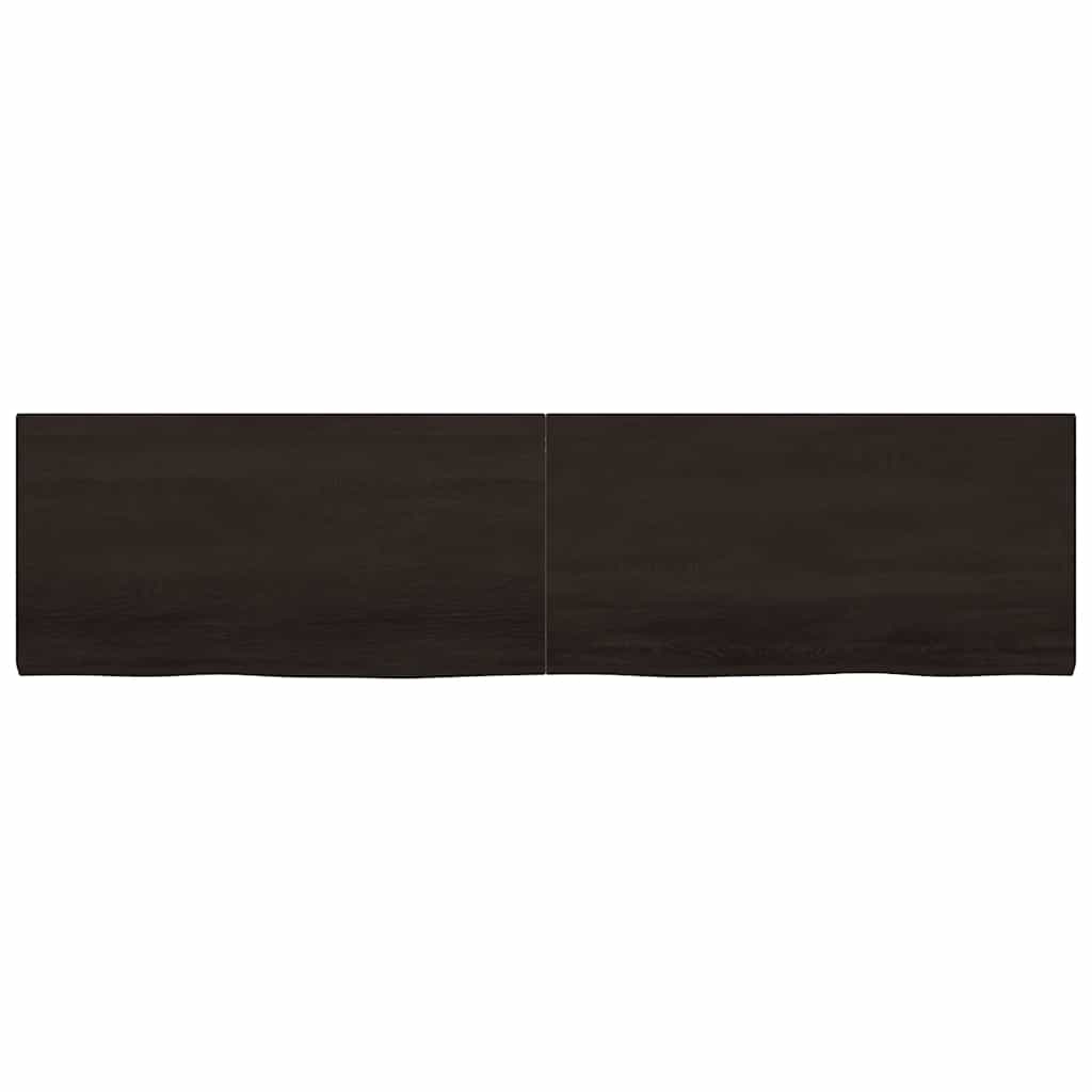 bordplade 200x50x(2-4) cm behandlet massivt egetræ mørkebrun