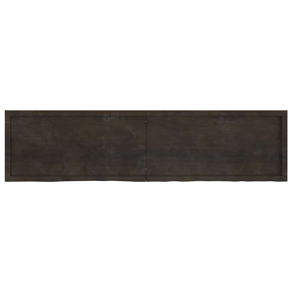 bordplade 200x50x(2-6) cm behandlet massivt egetræ mørkebrun