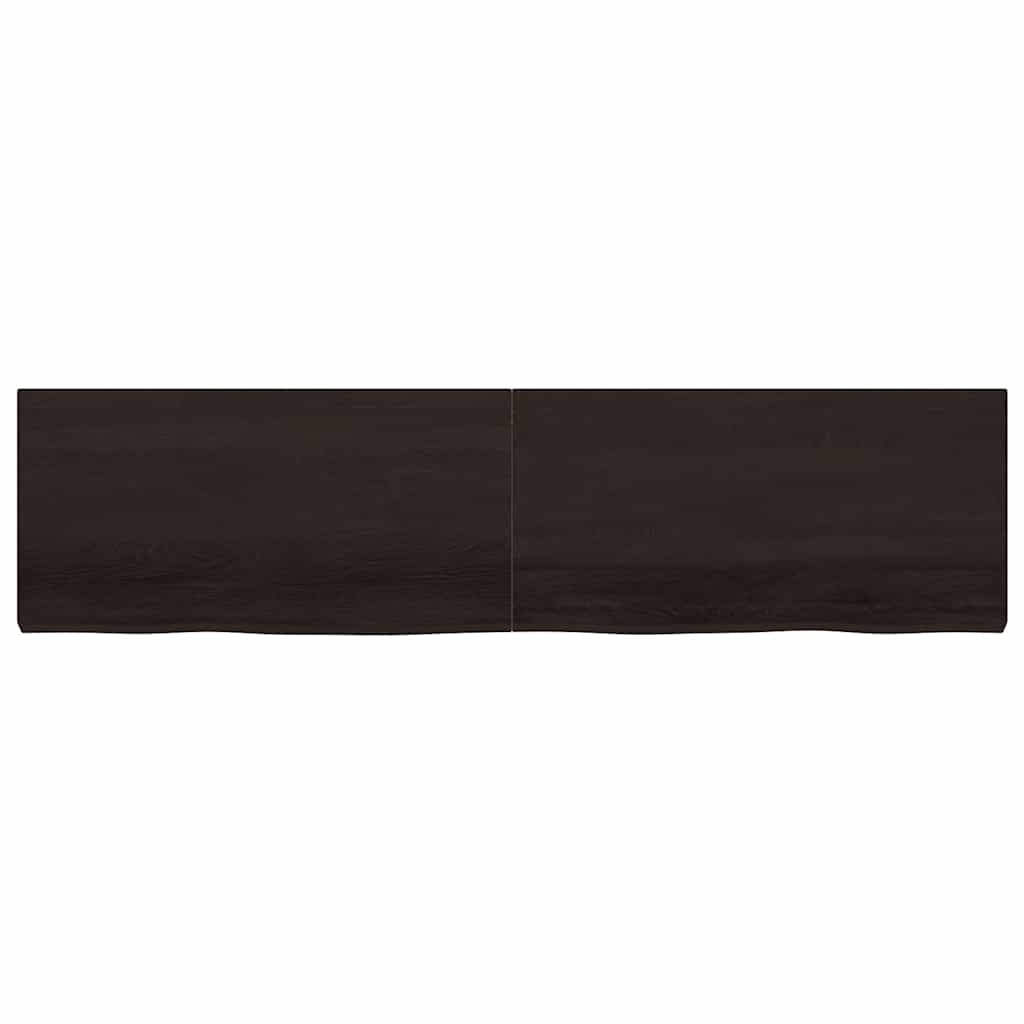 bordplade 200x50x(2-6) cm behandlet massivt egetræ mørkebrun