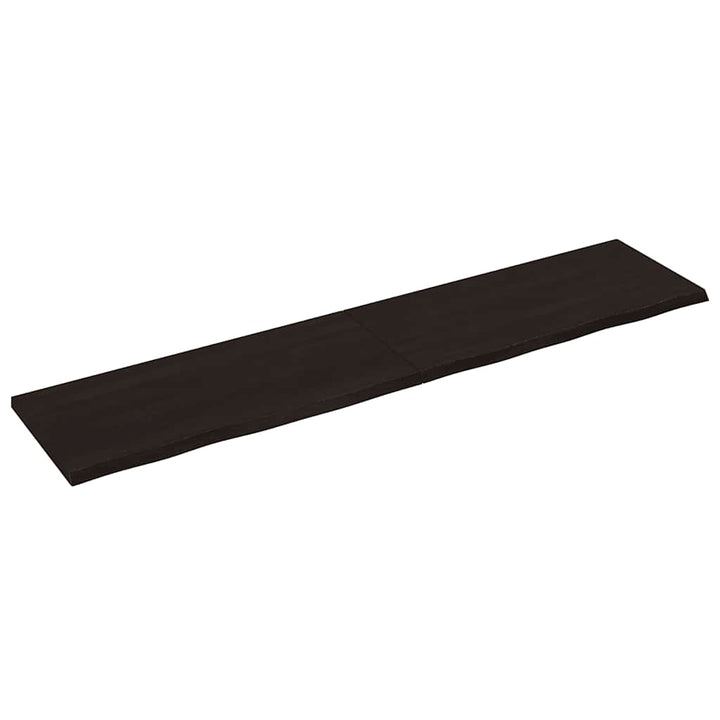 bordplade 220x50x(2-4) cm behandlet massivt egetræ mørkebrun