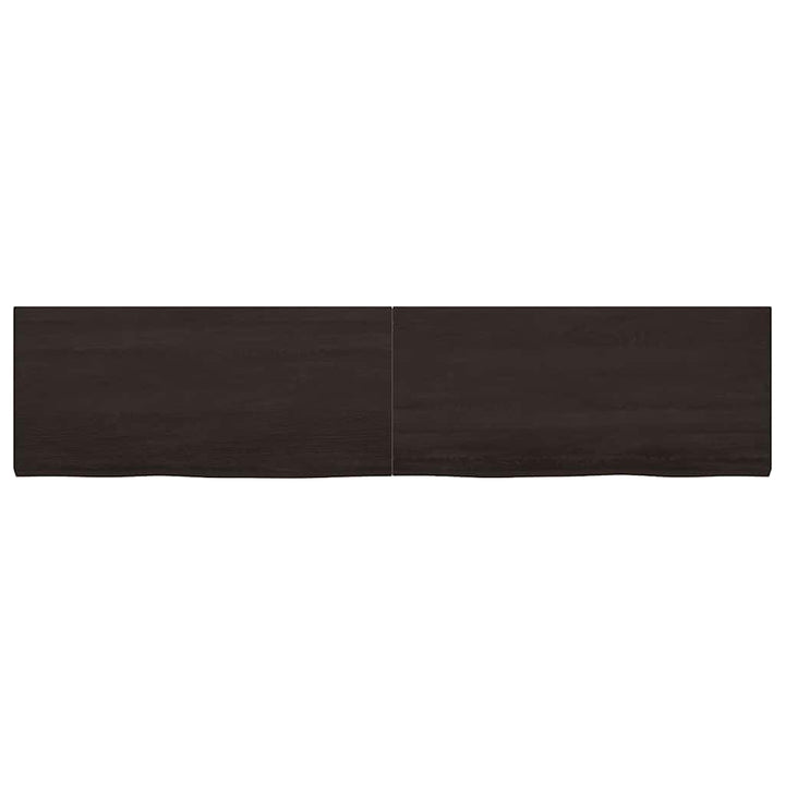 bordplade 220x50x(2-4) cm behandlet massivt egetræ mørkebrun