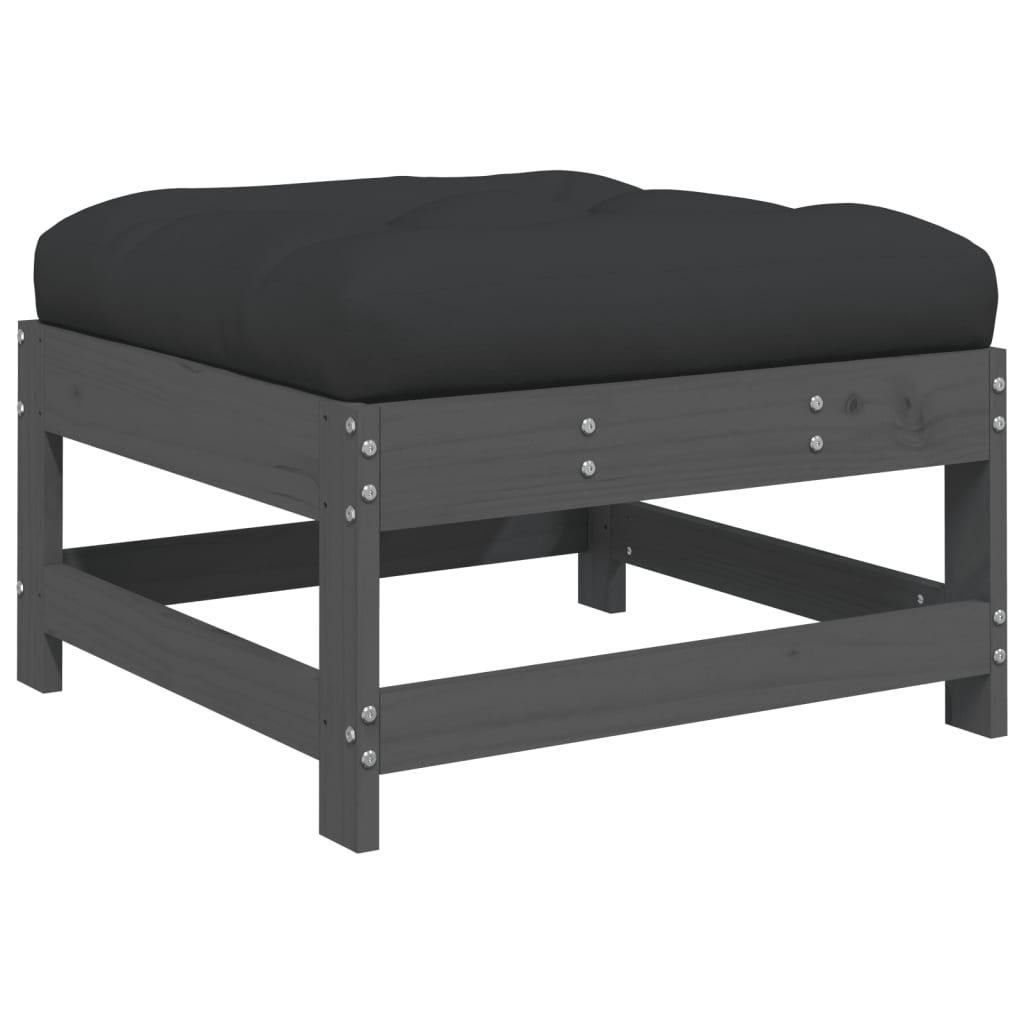 loungesæt til haven 6 dele med hynder massivt træ grå