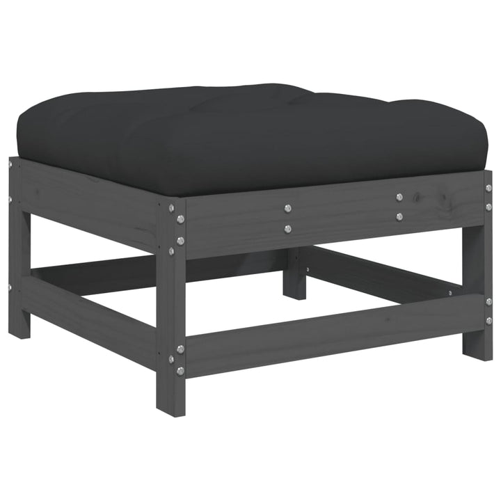 loungesæt til haven 6 dele med hynder massivt træ grå