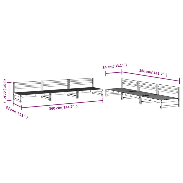 loungesæt til haven 6 dele massivt fyrretræ hvid