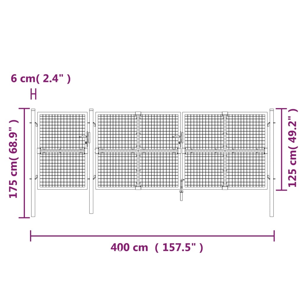 gitterlåge til havehegn 400x175 cm galvaniseret stål grøn